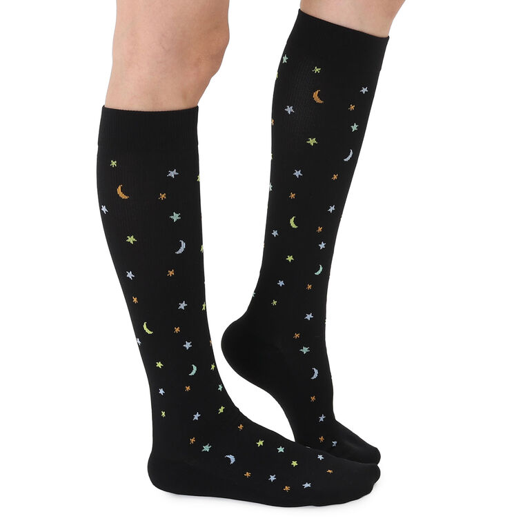 Hallmark Living Royal Moon And Stars Black Compression Socks