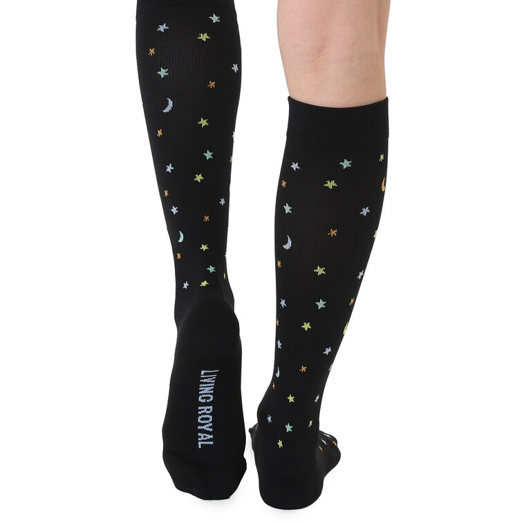 Hallmark Living Royal Moon And Stars Black Compression Socks