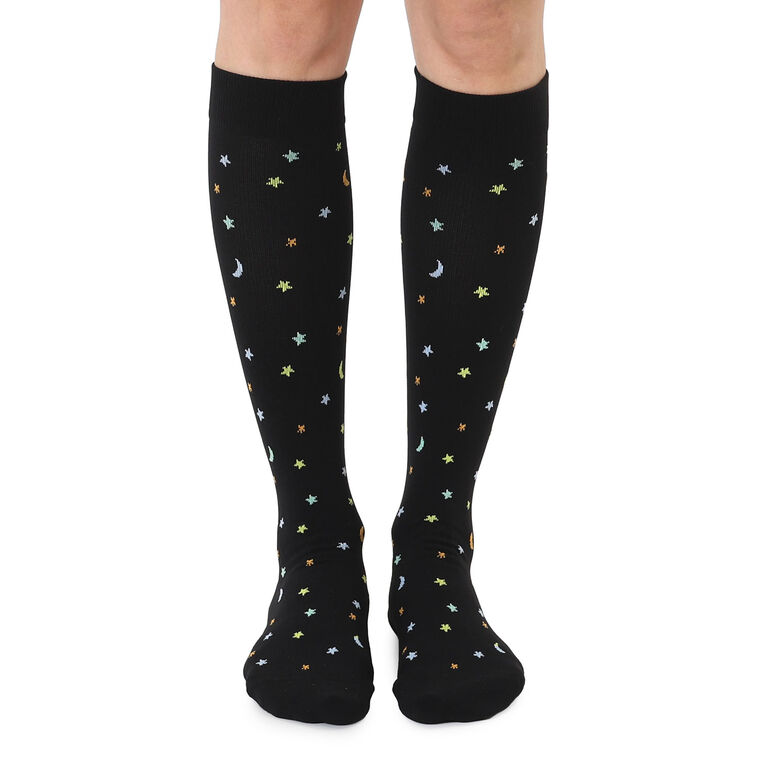 hallmark Living Royal Moon and Stars Black Compression Socks