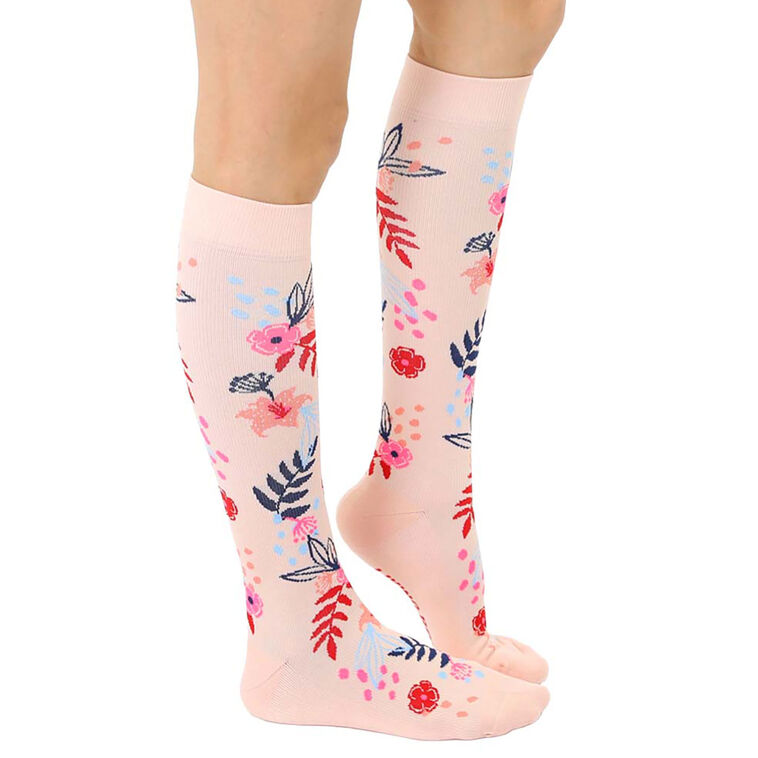 Hallmark Living Royal Peach Floral Compression Socks