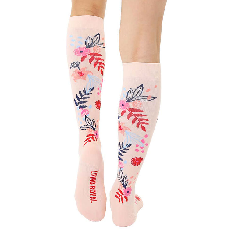 Hallmark Living Royal Peach Floral Compression Socks