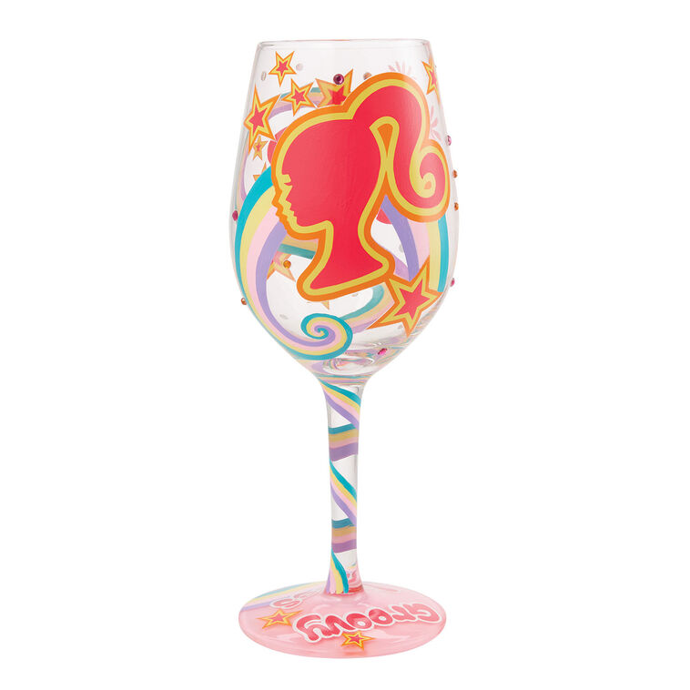 Hallmark Lolita Barbie The Original Fashionista Handpainted Wine Glass 15 Oz