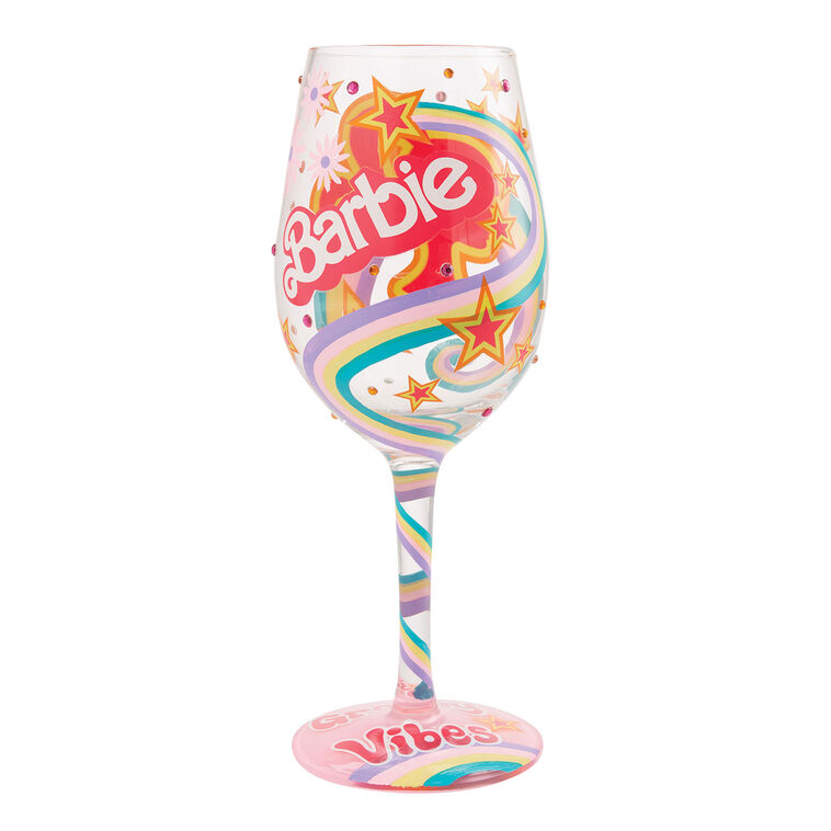 hallmark Lolita Barbie The Original Fashionista Handpainted Wine Glass 15 oz