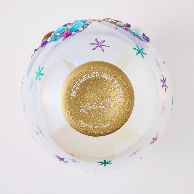 Hallmark Lolita Bejeweled Butterfly Stemless Handpainted Wine Glass 20 Oz