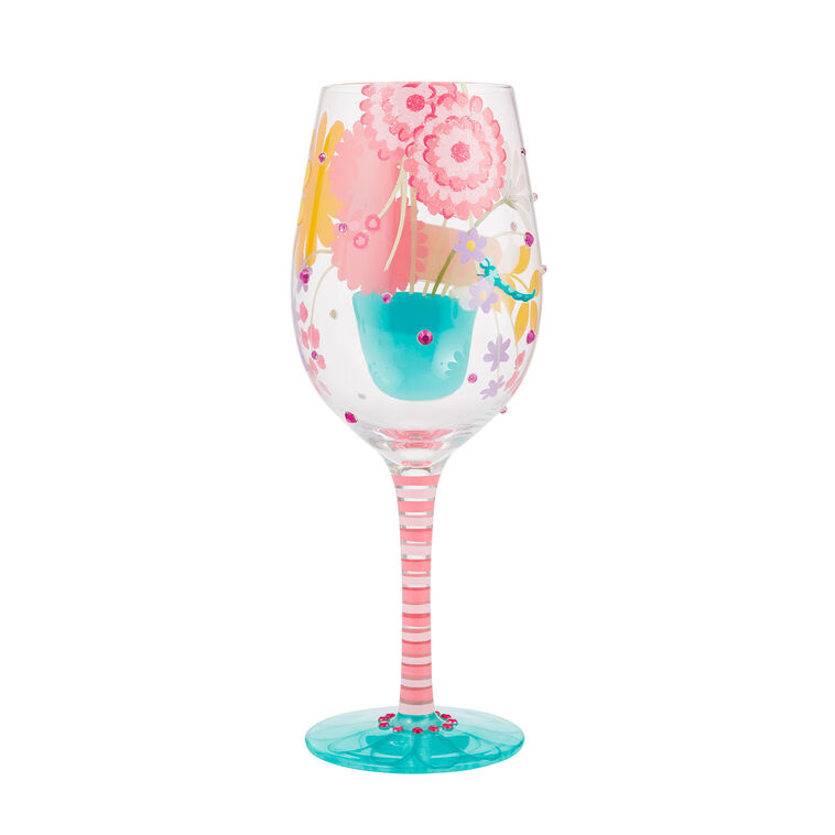 Hallmark Lolita Best Mom Ever Handpainted Wine Glass 15 Oz
