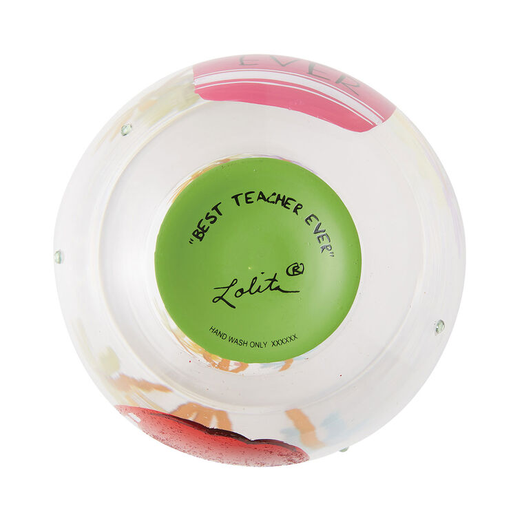 Hallmark Lolita Best Teacher Handpainted Stemless Wine Glass 20 Oz