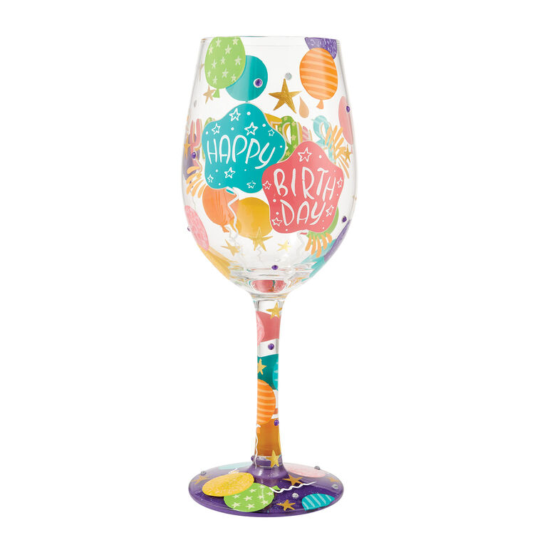 Hallmark Lolita Birthday Girl Handpainted Wine Glass 15 Oz