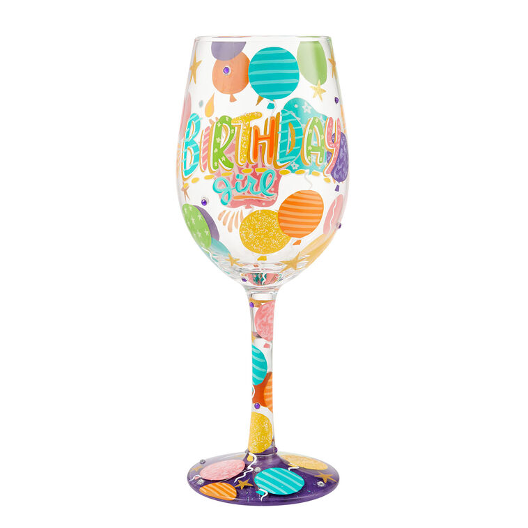 hallmark Lolita Birthday Girl Handpainted Wine Glass 15 oz