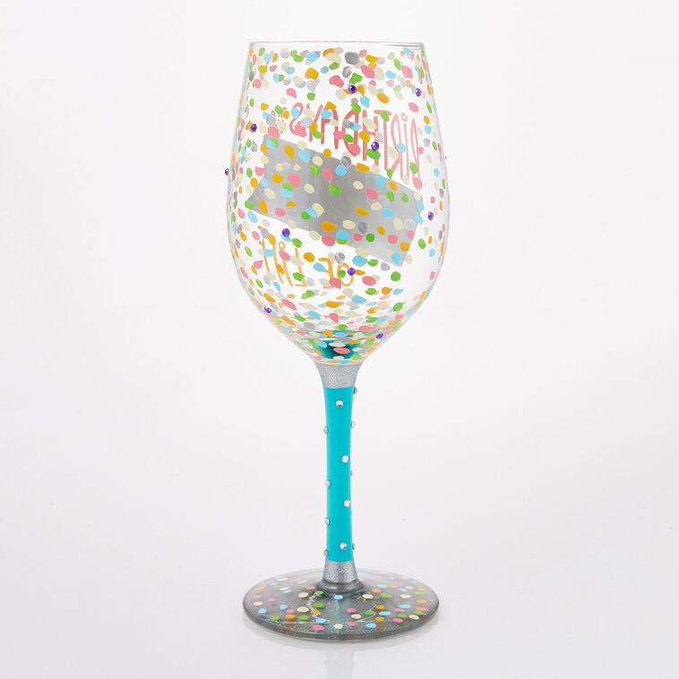 Hallmark Lolita Birthdays Are The Confetti Of Life Handpainted Wine Glass 15 Oz