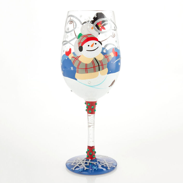 Hallmark Lolita First Christmas Snow Handpainted Wine Glass 15 Oz