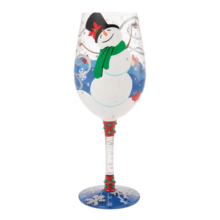 hallmark Lolita First Christmas Snow Handpainted Wine Glass 15 oz