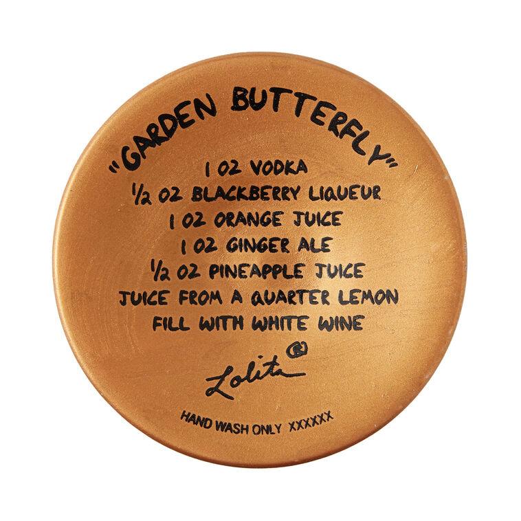 Hallmark Lolita Garden Butterfly Handpainted Wine Glass 15 Oz