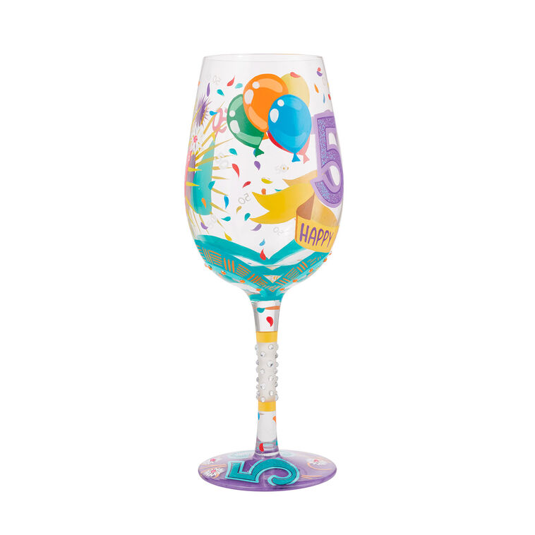 Hallmark Lolita Happy 50th Birthday Handpainted Wine Glass 15 Oz