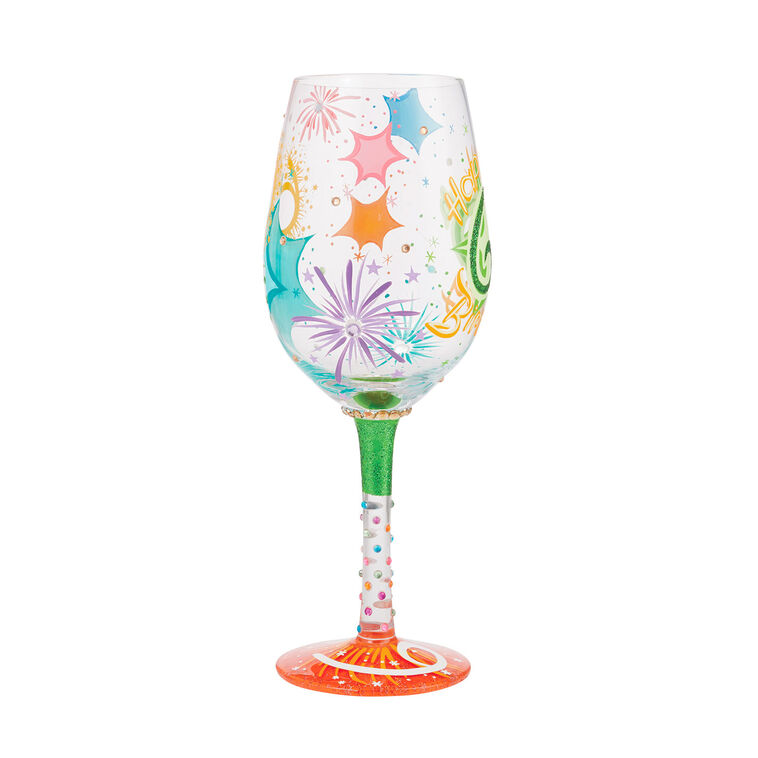 Hallmark Lolita Happy 60th Birthday Handpainted Wine Glass 15 Oz