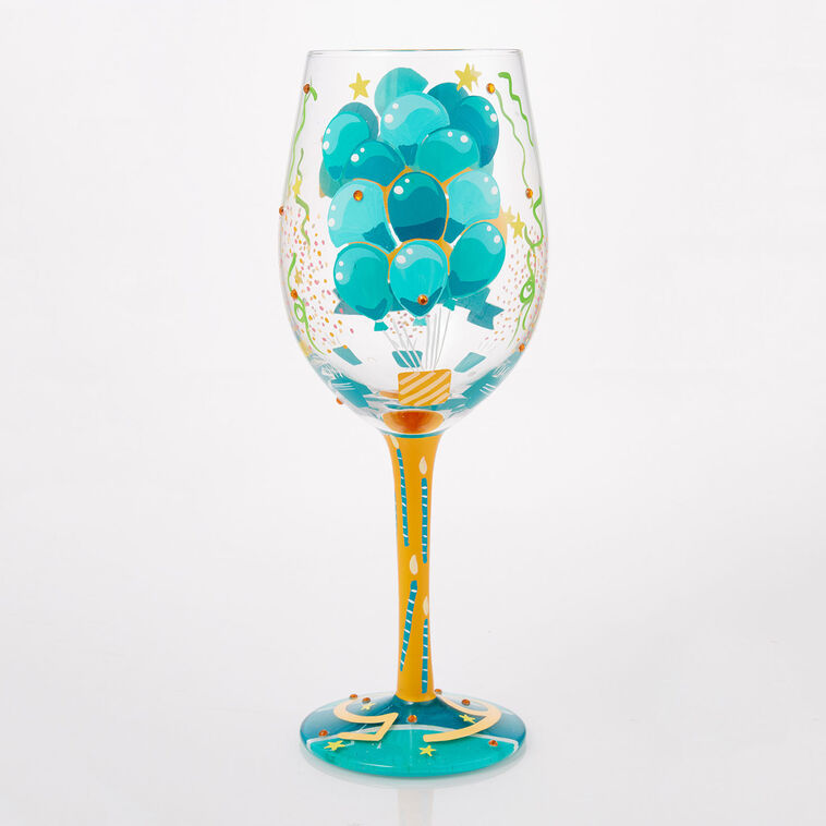 Hallmark Lolita Happy 65th Birthday Handpainted Wine Glass 15 Oz