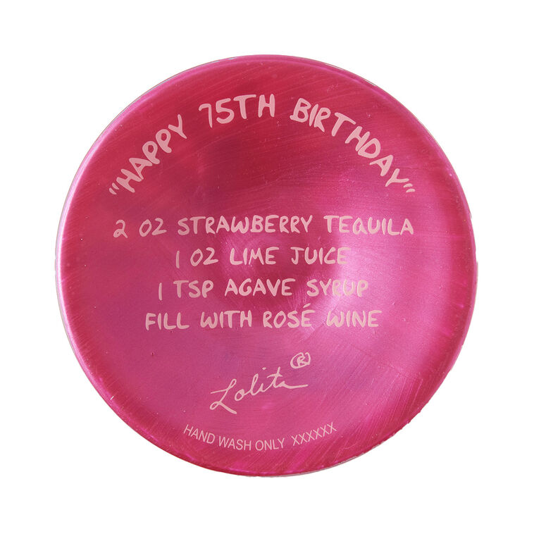 Hallmark Lolita Happy 75th Birthday Handpainted Wine Glass 15 Oz