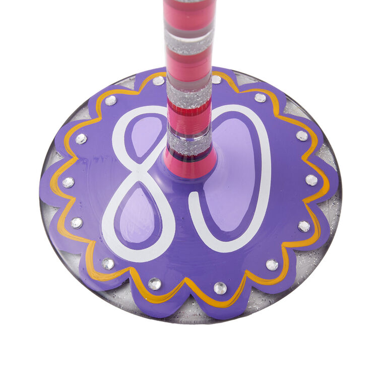 Hallmark Lolita Happy 80th Birthday Handpainted Wine Glass 15 Oz