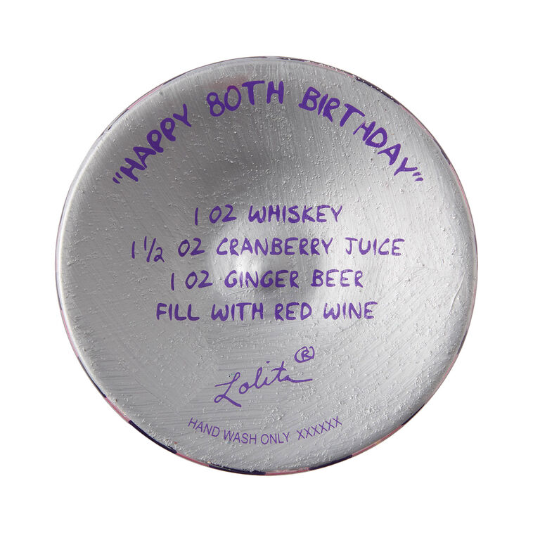 Hallmark Lolita Happy 80th Birthday Handpainted Wine Glass 15 Oz