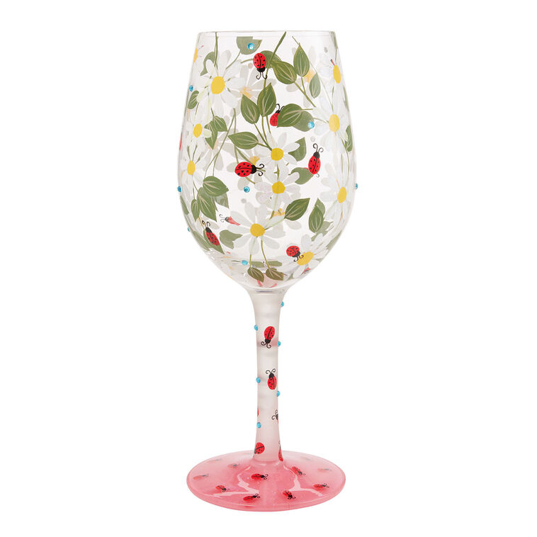 Hallmark Lolita Ladybird Handpainted Wine Glass 15 Oz