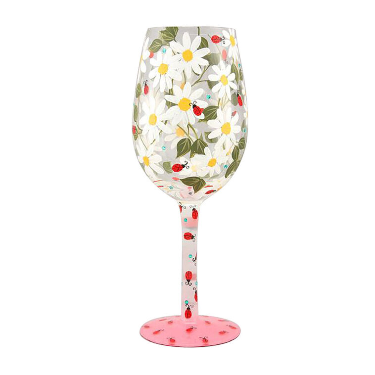 hallmark Lolita Ladybird Handpainted Wine Glass 15 oz