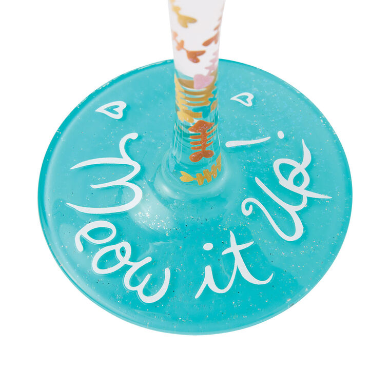 Hallmark Lolita Meow It Up Handpainted Wine Glass 15 Oz