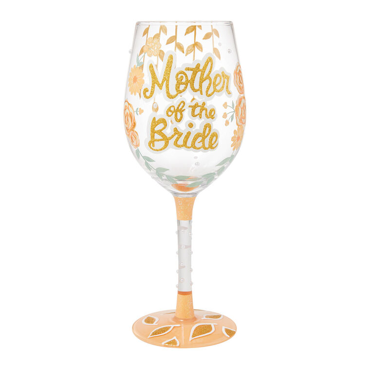 hallmark Lolita Mother of the Bride Handpainted Wine Glass 15 oz