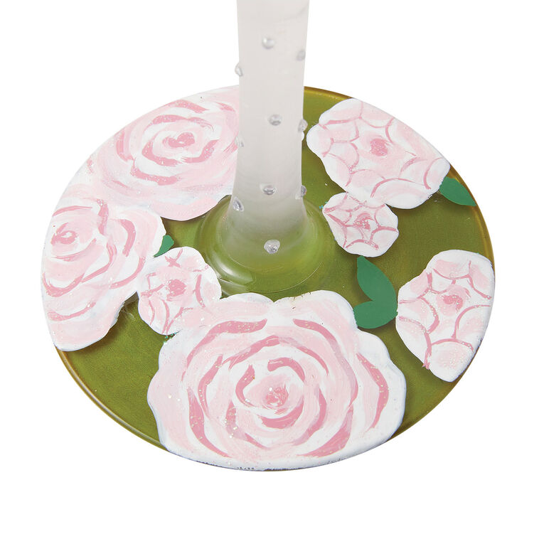 Hallmark Lolita Pretty As A Peony Handpainted Wine Glass 15 Oz