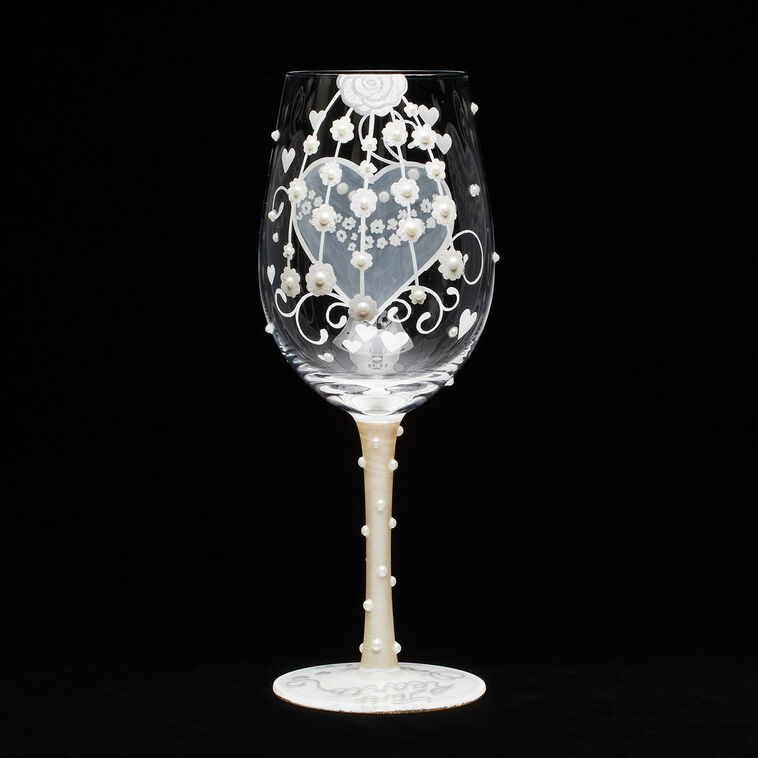 Hallmark Lolita Two Hearts One Love Handpainted Wine Glass 15 Oz