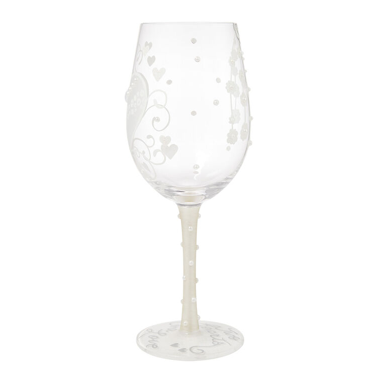 Hallmark Lolita Two Hearts One Love Handpainted Wine Glass 15 Oz