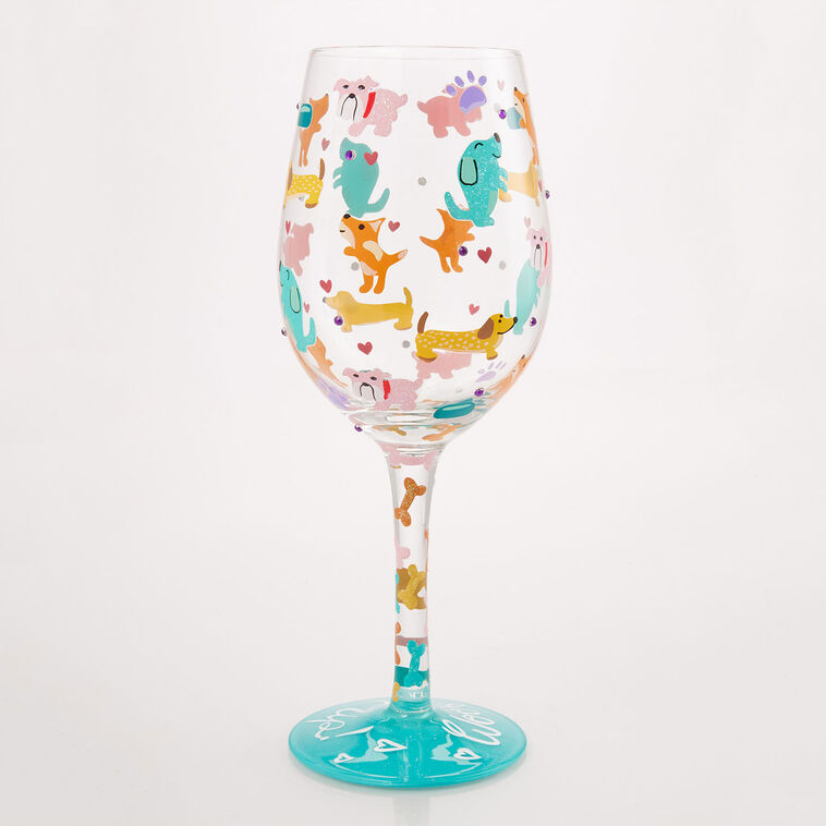 Hallmark Lolita Woof It Up Handpainted Wine Glass 15 Oz