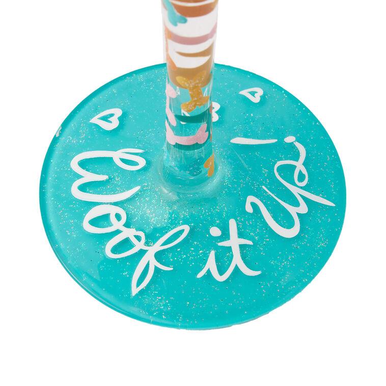 Hallmark Lolita Woof It Up Handpainted Wine Glass 15 Oz