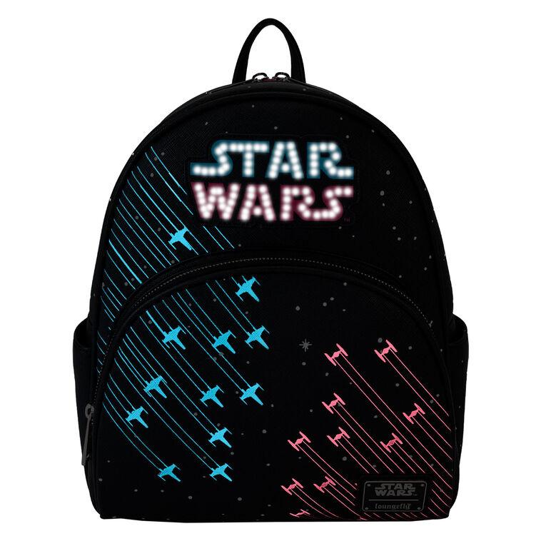 Hallmark Loungefly Star Wars Light-Up Neon Glow 70s Mini Backpack