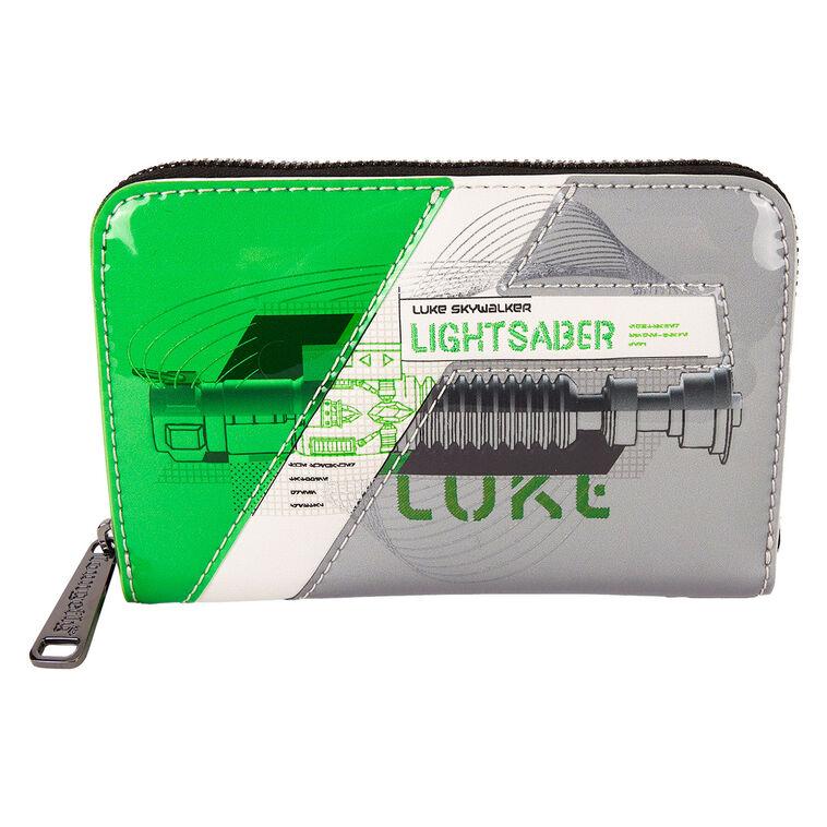hallmark Loungefly Star Wars Luke Skywalker Lightsaber Zip-Around Wallet