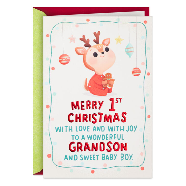 hallmark Love and Joy Pop-Up Baby's First Christmas Card for Grandson