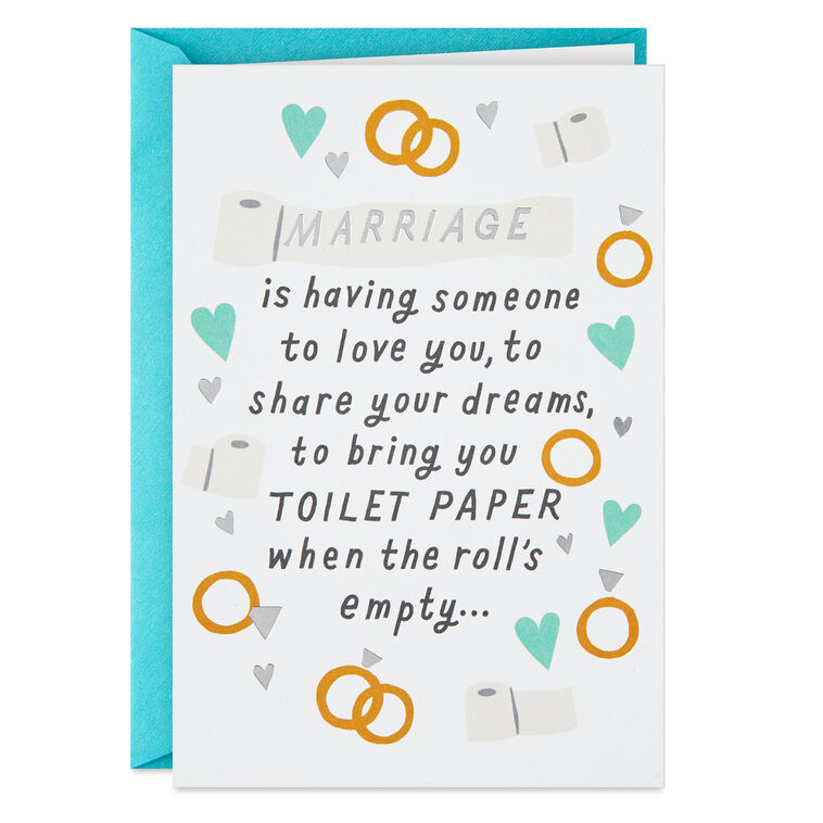 hallmark Love Dreams and Toilet Paper Funny Wedding Card