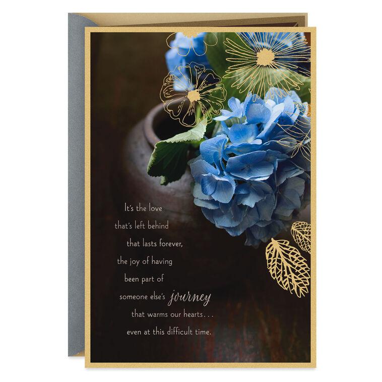 hallmark Love Lasts Forever Blue Hydrangea in Vase Sympathy Card