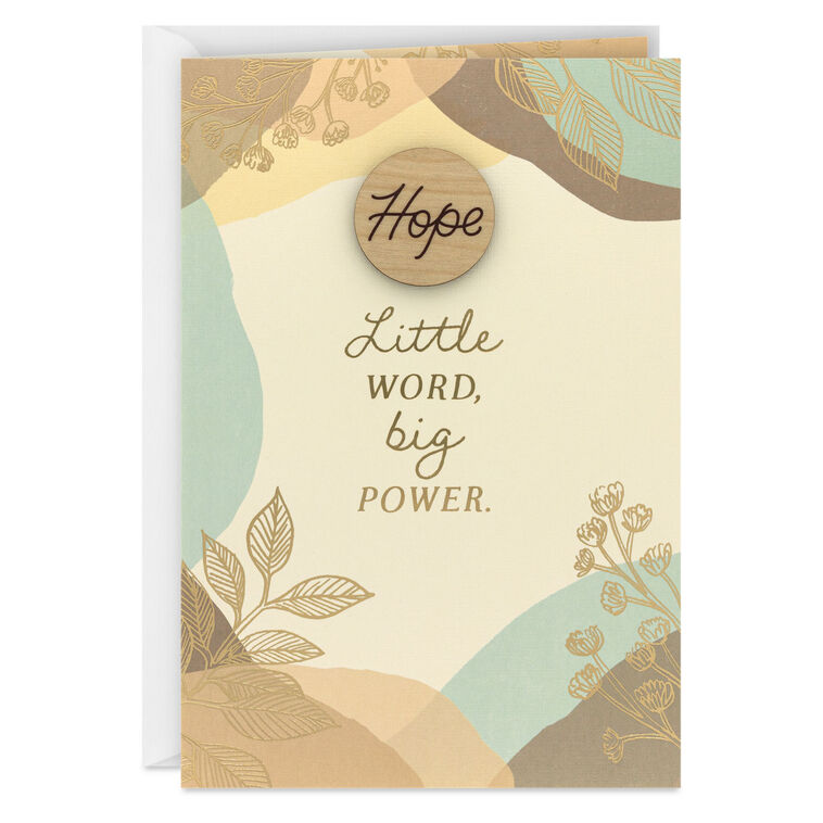 hallmark Love Peace and Hope Encouragement Card With Wooden Token