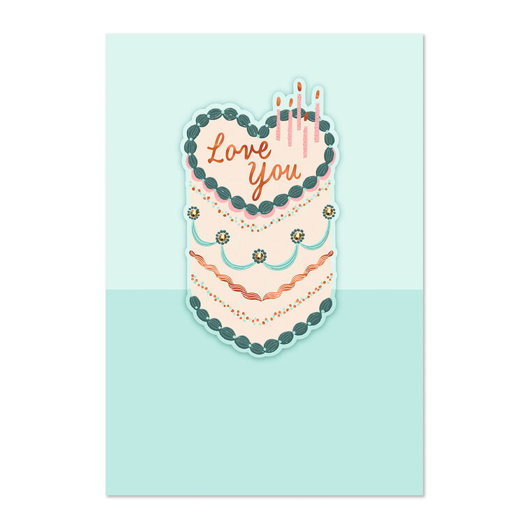 hallmark Love You Heart-Shaped Cake Romantic Birthday Card