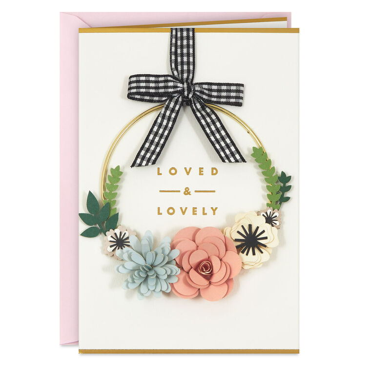 hallmark Loved and Lovely Birthday Card With Detachable Wreath