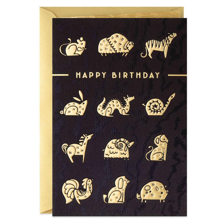 hallmark Luck and Happiness Zodiac Animals Birthday Card