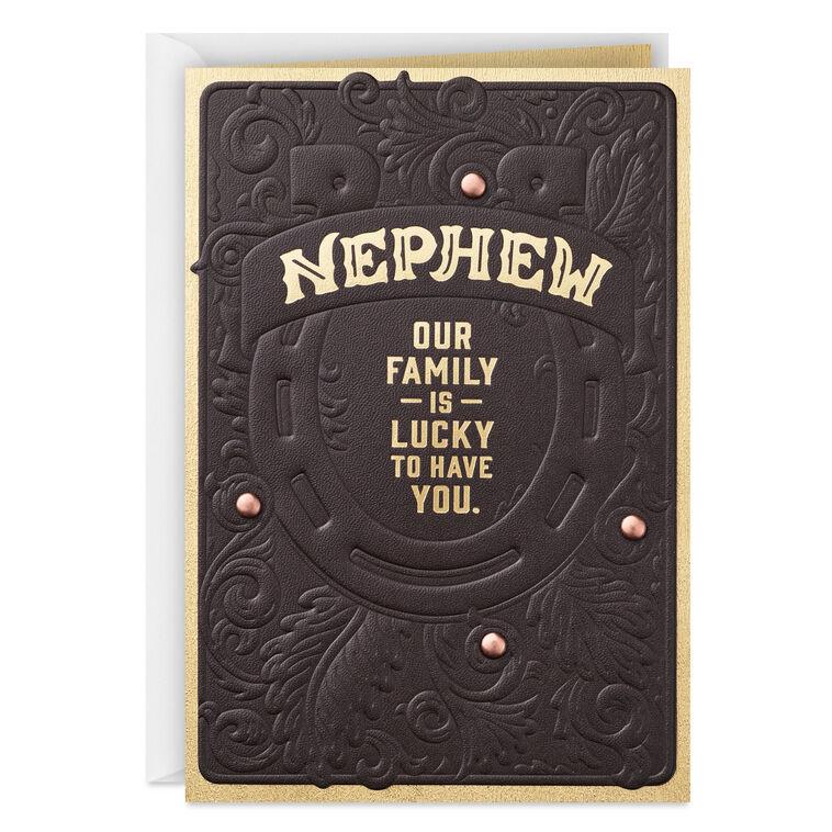 hallmark Lucky to Have You Horseshoe Birthday Card for Nephew