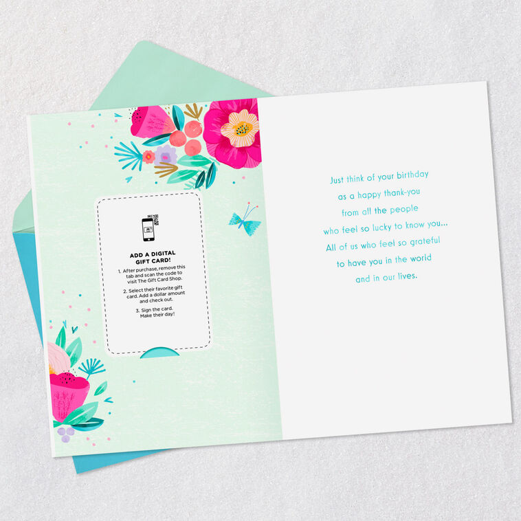 Hallmark Lucky To Know You Cake And Flowers Gift Card Greeting Birthday Card