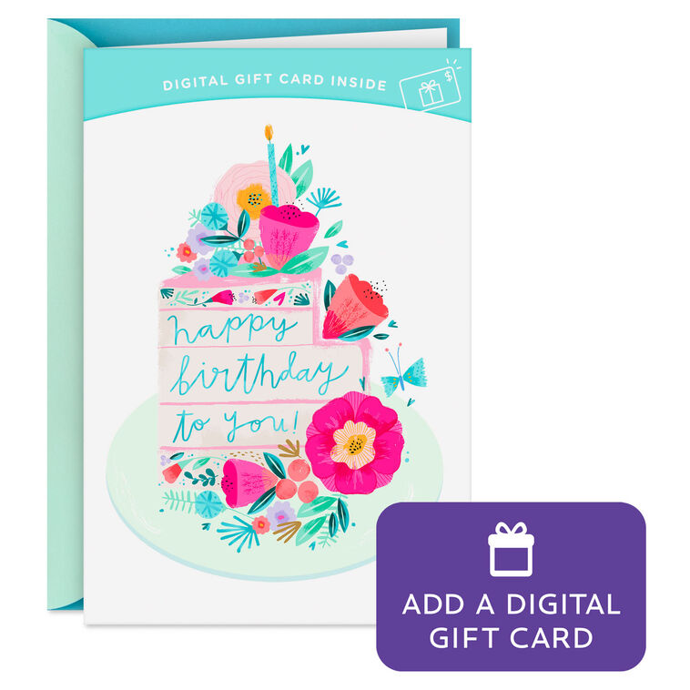 hallmark Lucky to Know You Cake and Flowers Gift Card Greeting Birthday Card