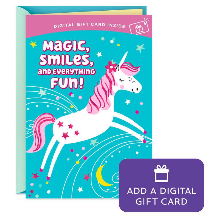 hallmark Magic and Smiles Unicorn Gift Card Greeting Birthday Card for Kids
