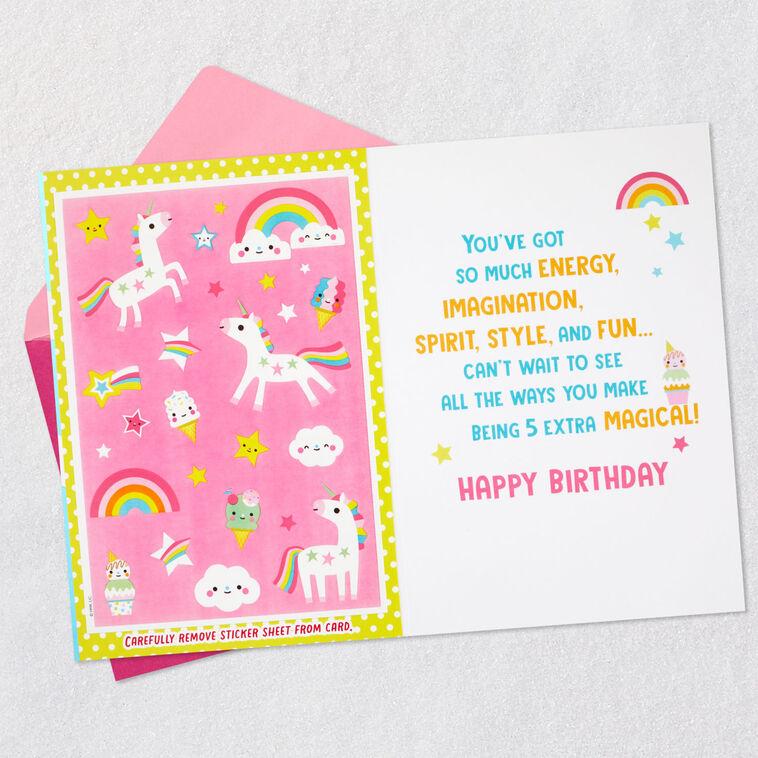 Hallmark Magical Unicorns 5th Birthday Card With Stickers