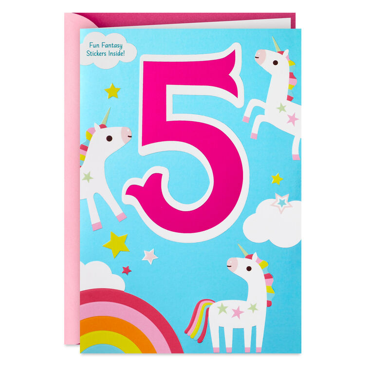 hallmark Magical Unicorns 5th Birthday Card With Stickers