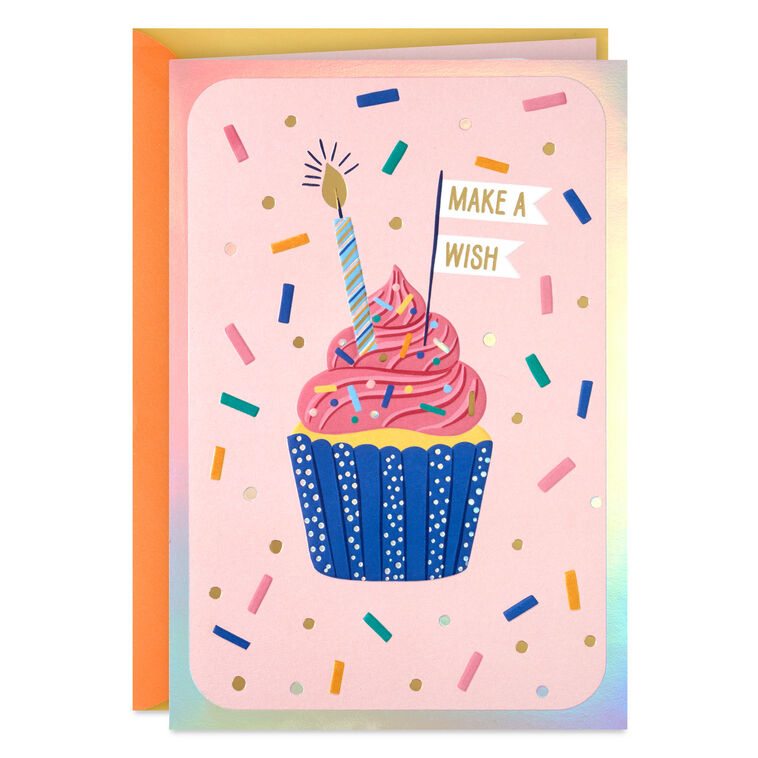 hallmark Make a Wish Cupcake and Candle Birthday Card for Kids