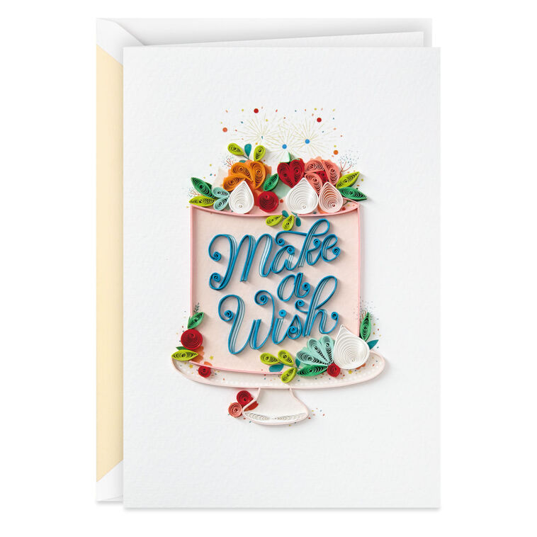 hallmark Make a Wish Quilled Paper Handmade Birthday Card