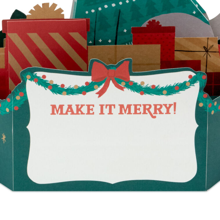 Hallmark Make It Merry Santa Puppy Dog Musical 3D Pop-Up Christmas Card With Motion