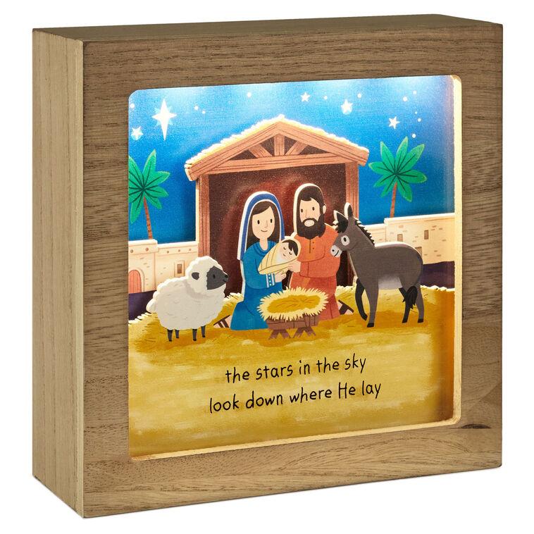 Hallmark Manger Scene Musical Shadow Box With Light 7x7